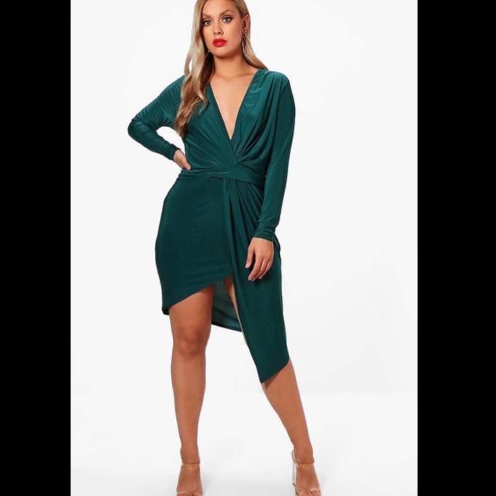 Long Sleeve Deep Plunge Dress